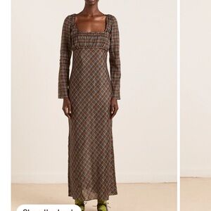DAMSON MADDER US 12 UK16 Marissa Sheer Dress midi maxi check